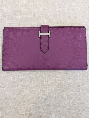 Hermes Purple Leather Wallet